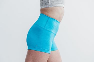 Nobull High-Rise 2" Neon Ribbed Women's Shorts Blue | Australia (WN7981)